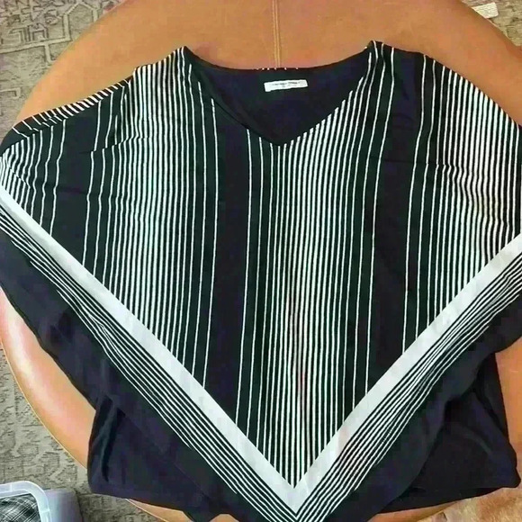 Striped Black and White Women's Blouse - Picture 1 of 5